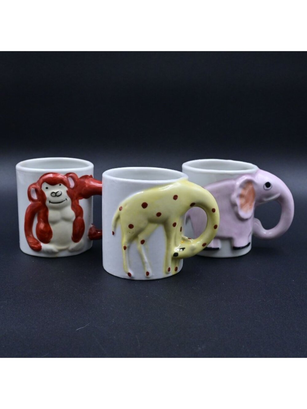 Enesco Zoo Animal Coffee Mug Set Of 3 Vintage Ceramic Japan